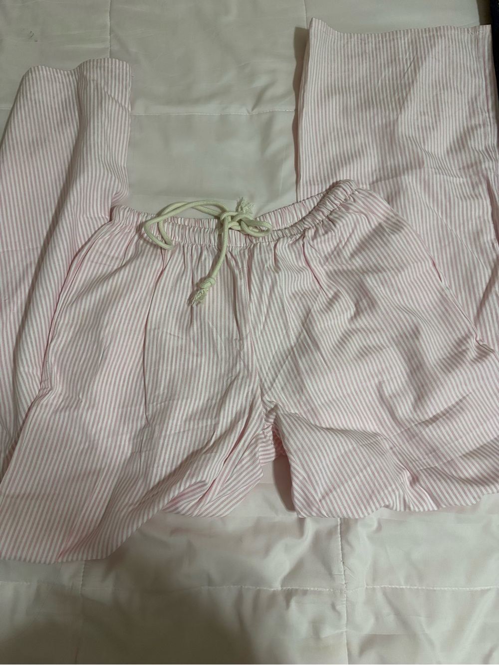 SHEIN Pink White Striped Drawstring Trousers